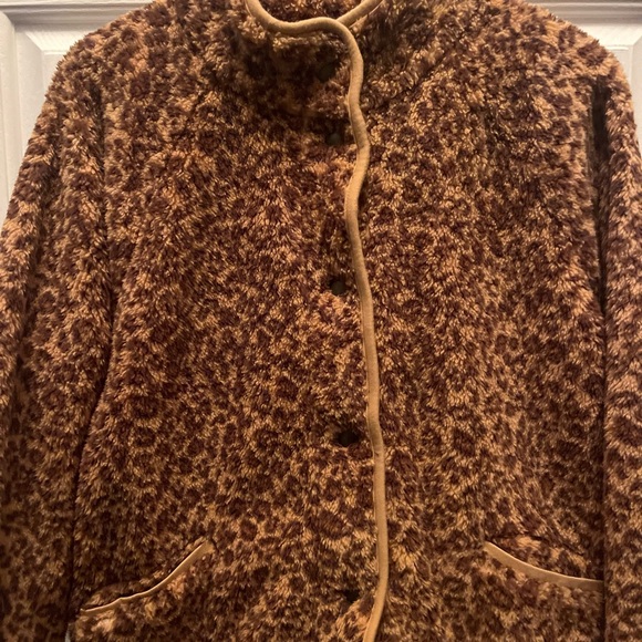 NWT LUCKY BRAND WOMEN'S LEOPARD PRINT TEDDY JACKET- LARGE - Picture 3 of 7